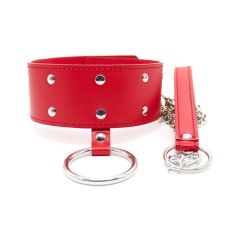 Нашийник із заклепками БДСМ червоного кольору Bdsm4u