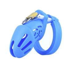 Пояс вірності для чоловіків на член Silicone Chastity Cage Blue Small блакитний