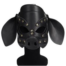 Маска БДСМ голова свеньи Leather Pig Mask черная 