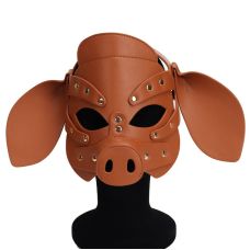 Маска для БДСМ голова свиньи Leather Pig Mask коричневый