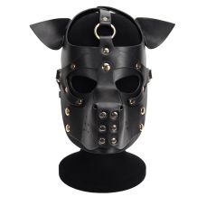 Неопреновая БДСМ маска собаки на все лицо Puppy Face Leather Dog Mask черная