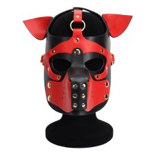 Неопреновая БДСМ маска собаки Puppy Face Leather Dog Mask черно-красного цвета