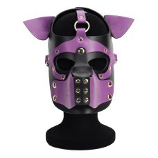 Неопреновая маска собаки для БДСМ игр Puppy Face Leather Dog Mask фиолетовая