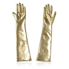 Довгі рукавички по лікоть золотистого кольору Bdsm4u Fetish Five Fingers