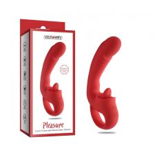Вибратор вагинальный для точки G с отростком язычком для клитора красного цвета Vscnovelty 