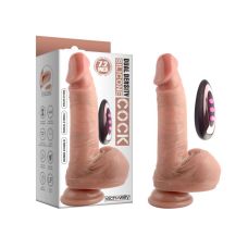 Вибратор реалистичный на присоске с пультом ДУ Dual-Layered Nature-Feel Thrusting Silicone Dildo 7.2 телесный