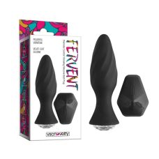 Анальна вібропробка з каменем та пультом дистанційного керування Fervent Remote Control Vibrating Silicone Butt Plug чорного кольору