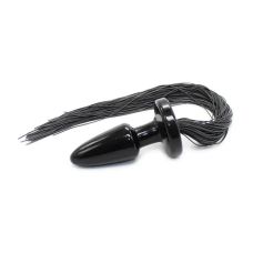 Чорна силіконова пробка з хвостом у вигляді батога чорного кольору Vscnovelty Silicone Tail Plug