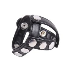 Фиксатор ремешковый на член черного цвета для БДСМ