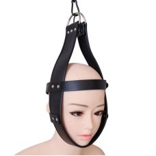 Маска капюшон для подвешивания за голову БДСМ из ремней из искусственной кожи черного цвета Vscnovelty
