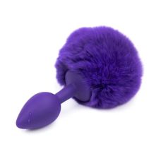 Анальная пробка из силикона с фиолетовым хвостиком Silicone Fur Tail Plug