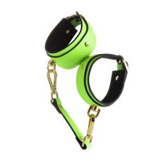 Оковы БДСМ для ног салатовые Glow in the Dark Leather Ankle cuffs