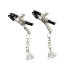 Зажимы на соски для БДСМ с колокольчиками серебристого цвета 