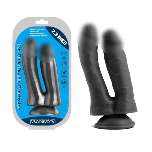 Фаллоимитатор двойной реалистичный на присоске Double Penetrator Mr. Rude 7.3 черный