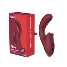 Вибратор вагинальный для точки G с клиторальным отростком бордовый Chisa Triple Orgasm Vibrator Kissen Tide 
