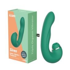 Вибратор с тройной стимуляцией для женщин с вакуумной стимуляцией зеленого цвета Chisa Kissen Siren