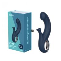 Вібратор із стимуляцією клітора із силікону синього кольору Chisa Dual Orgasm Vibrator Kissen Fury