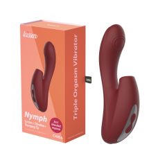 Ваккумный вибратор для вагинально-клиторальной стимуляции бордовый Chisa Triple Orgasm Vibrator Kissen Nymph 