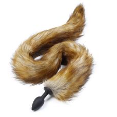 Анальна пробка із силікону з довгим лисячим хвостом