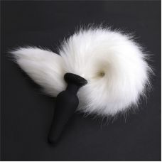 Анальний силіконовий затор з білим пухнастим хвостом Flirting Tail Wool