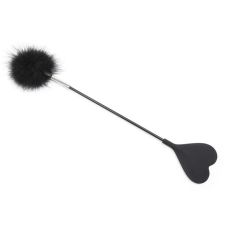 Двухсторонний стек и щекоталка для БДСМ черного цвета