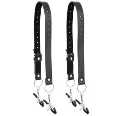 Зажимы для фиксации половых губ черно серебристого цвета Labia Spreader Straps Clamps