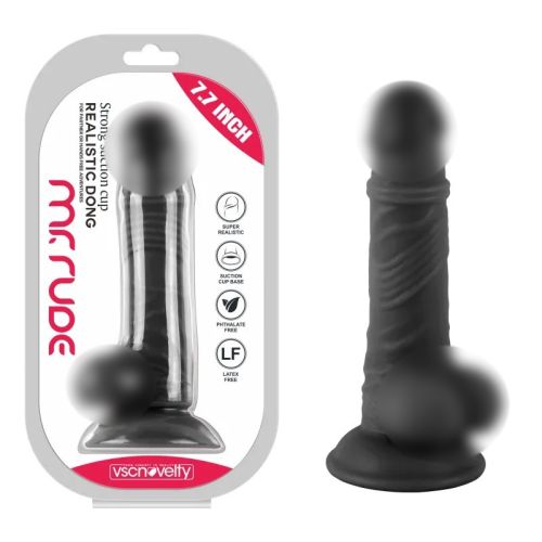 Фаллоимитатор реалистичный на присоске Realistic Dong Black Mr. Rude 7.7 черный