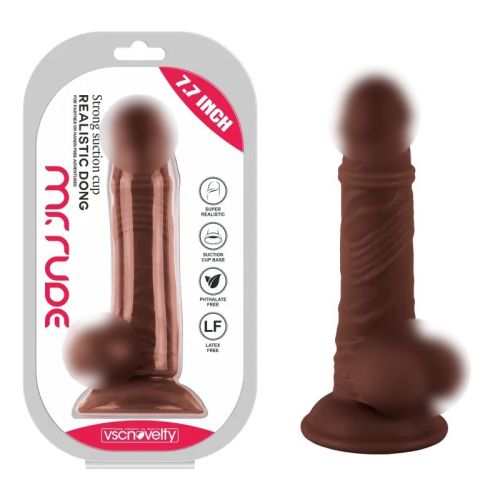 Фаллоимитатор реалистичный на присоске Realistic Dong Brown Mr. Rude 7.7 коричневый