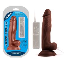 Вибратор реалистичный на присоске Mr. Rude Buzzer Brown 7.9 коричневого цвета
