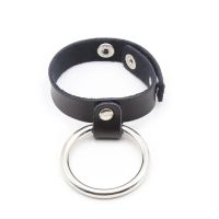 Фиксатор кольцо на пенис и мошонку с ремешком Metal Cock Ring Ball Divider черный