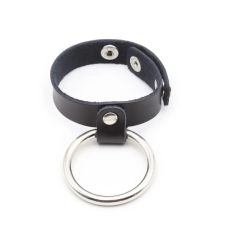 Фиксатор кольцо на пенис и мошонку с ремешком Metal Cock Ring Ball Divider черный