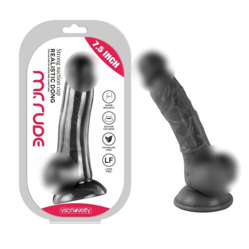 Фалоімітатор реалістичний на присосці Realistic Dong Black Mr. Rude 7.5 чорний