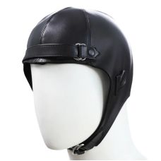 Маска на голову для БДСМ Leather Hood черного цвета