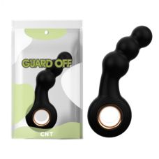Анальная вибропробка рельефная с кольцом черного цвета Cnt Beady Vibe