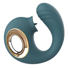 Вібратор для точки G з вакуумною стимуляцією клітора зеленого кольору Cnt Dolphine Licker