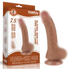Фаллоимитатор изогнутый на присоске реалистичный Sliding Skin Dual Layer Dong 7.5 коричневый