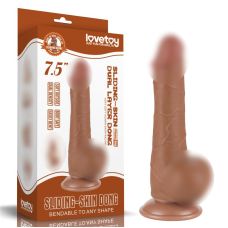 Фаллоимитатор на присоске реалистичный Sliding Skin Dual Layer Dong 7.5 коричневый длина 132 мм
