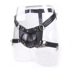 Трусики пояс вірності чоловічий зі штучної шкіри чорного кольору