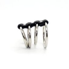 Фиксатор БДСМ на член из 4-х колец черный