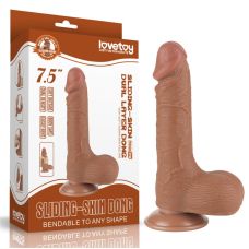 Фалоімітатор на присосці реалістичний Sliding Skin Dual Layer Dong 7.5 коричневий