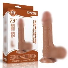 Фаллоимитатор на присоске реалистичный Sliding Skin Dual Layer Dong 7.5 коричневый