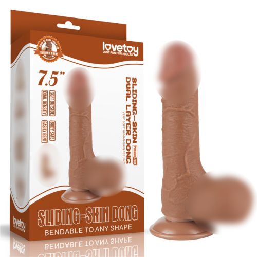 Фаллоимитатор на присоске реалистичный Sliding Skin Dual Layer Dong 7.5 коричневый