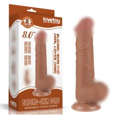 Фаллоимитатор реалистик на присоске Sliding Skin Dual Layer Dong 8.0 коричневый