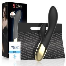 Вибратор вагинальный с клиторальным отростком черный Ibiza Super Soft Rabbit Vibrator 