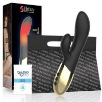 Вибратор вагинальный с подогревом и клиторальным отростком черного цвета Ibiza Heating Rabbit Vibrator 