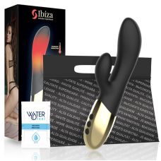Вибратор вагинальный с подогревом и клиторальным отростком черного цвета Ibiza Heating Rabbit Vibrator 