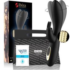 Вагінальний вібратор з ротацією з відростком для стимуляції клітора чорного кольору Ibiza Powerful Pearled