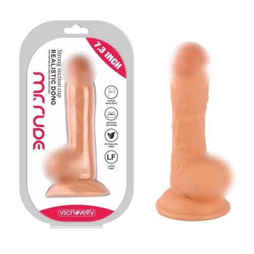 Реалистичный фаллоимитатор на присоске Realistic Dong Flesh Mr. Rude 7.3 бежевый