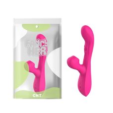 Вибратор вагинальный для точки G с отростком для клитора с вакуумной стимуляцией розового цвета Cnt Triple Fantasy