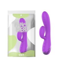 Вагинальный вибратор с отростком для клитора фиолетовый Cnt Naughty Hon Inflatable Vibrator 